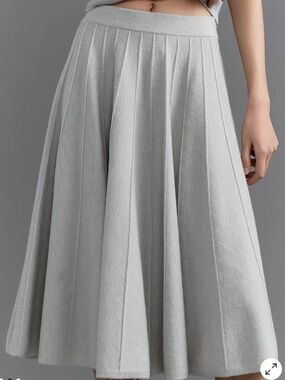 Anthropologie Maeve Gray Pleated A-Line Skirt